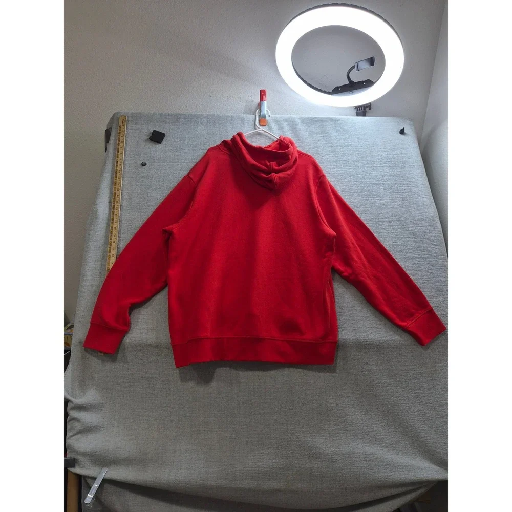 Reebok Oversized Hoodie Mens 3XL Red Graphic Print Cotton Fleece Lined Winter